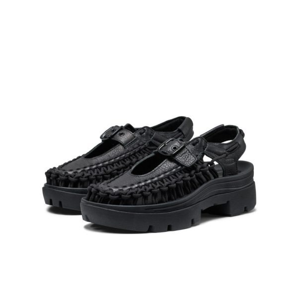 All Gender UNEEK PLT Mary Jane Sneaker  |  Black Smooth Lea